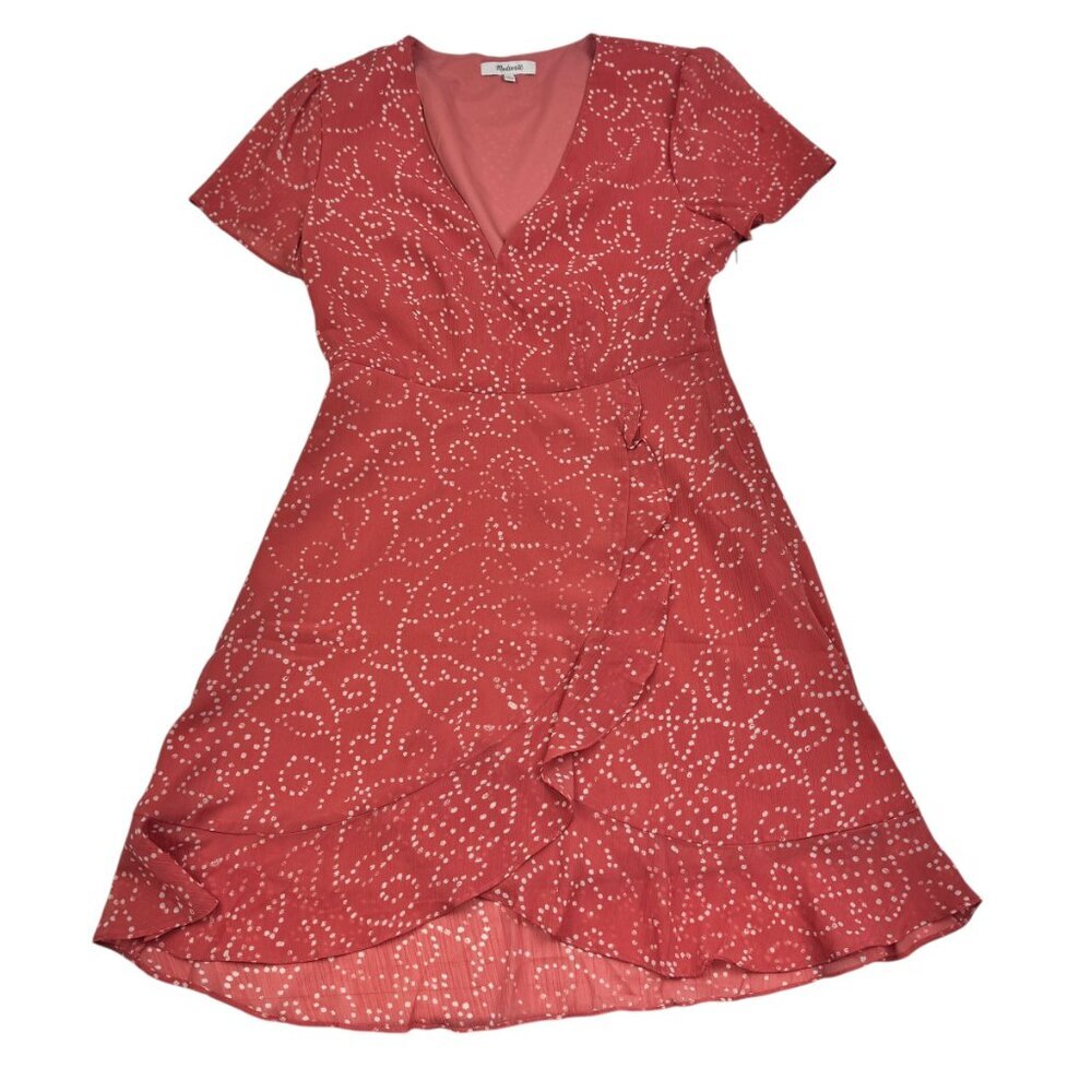 Madewell Posy Ruffle Faux Wrap Dress in Twisted Vines Terra Cotta Women's Size 2